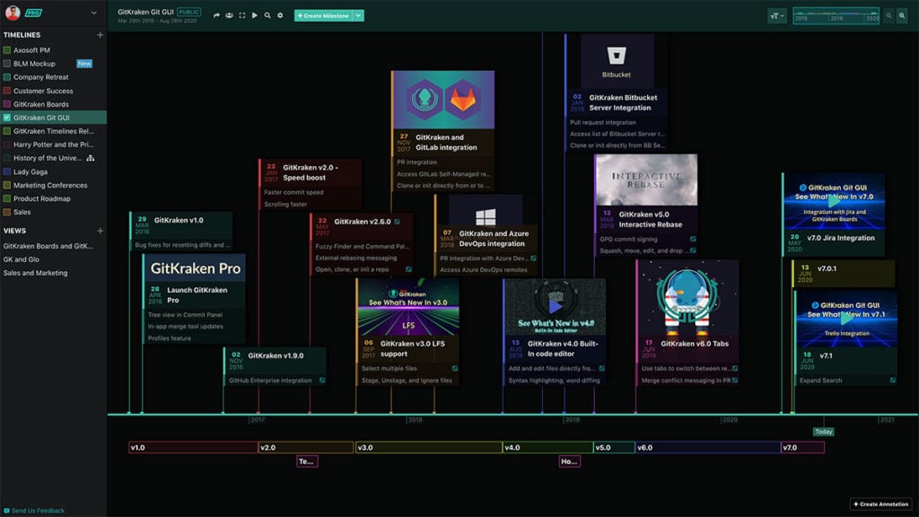 GitKraken Timelines screenshot